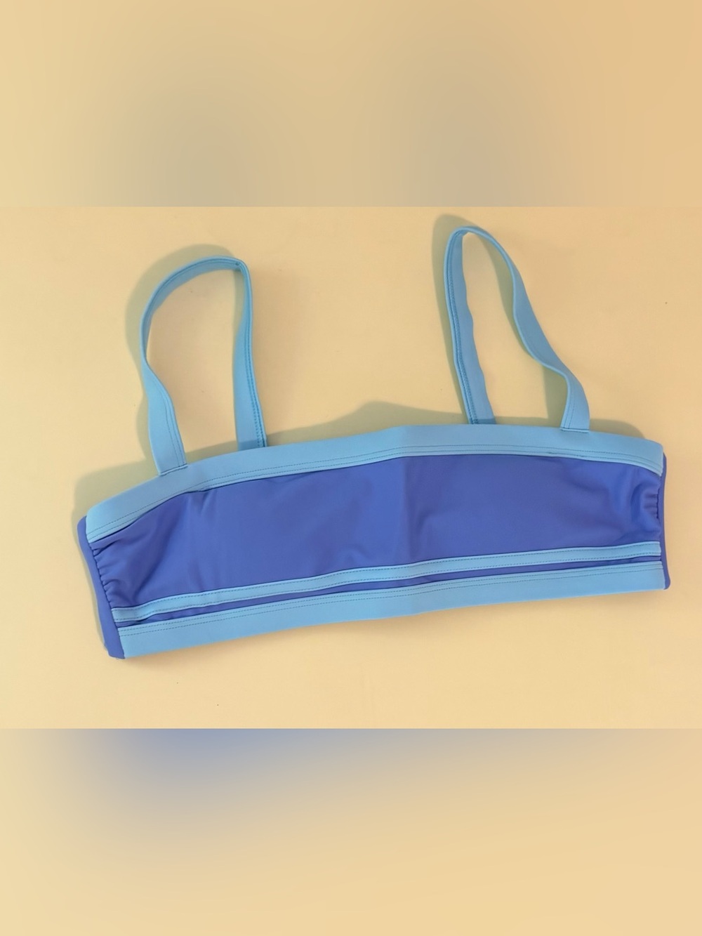 93 Play Street Carmen Bandeau Bikini Swim Top - Peri Blue Colorblock Size L